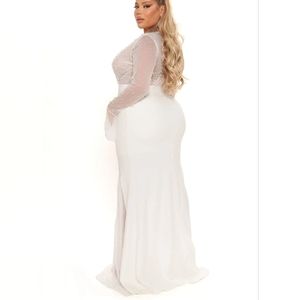 Women's Fashion Nova Whitney Pearl Embellished Gown Dress